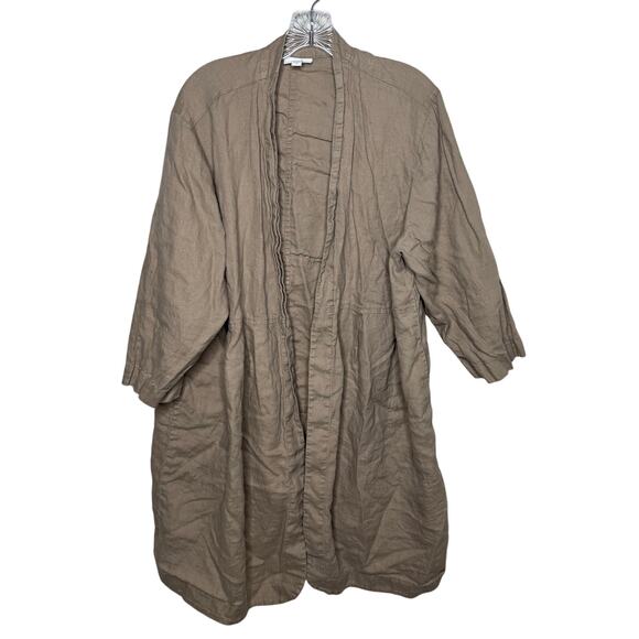 Pure Jill Elements 100% Linen Open Front Duster Jacket Women’s 2X Taupe - Picture 1 of 10
